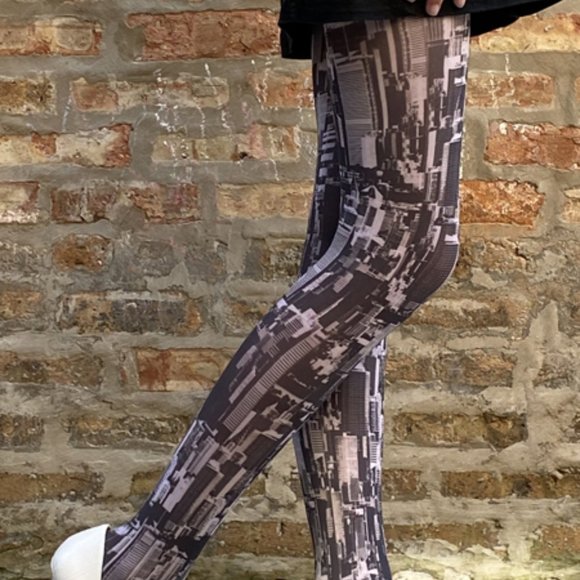 Patterned tights New York black and white - Picture 2 of 3